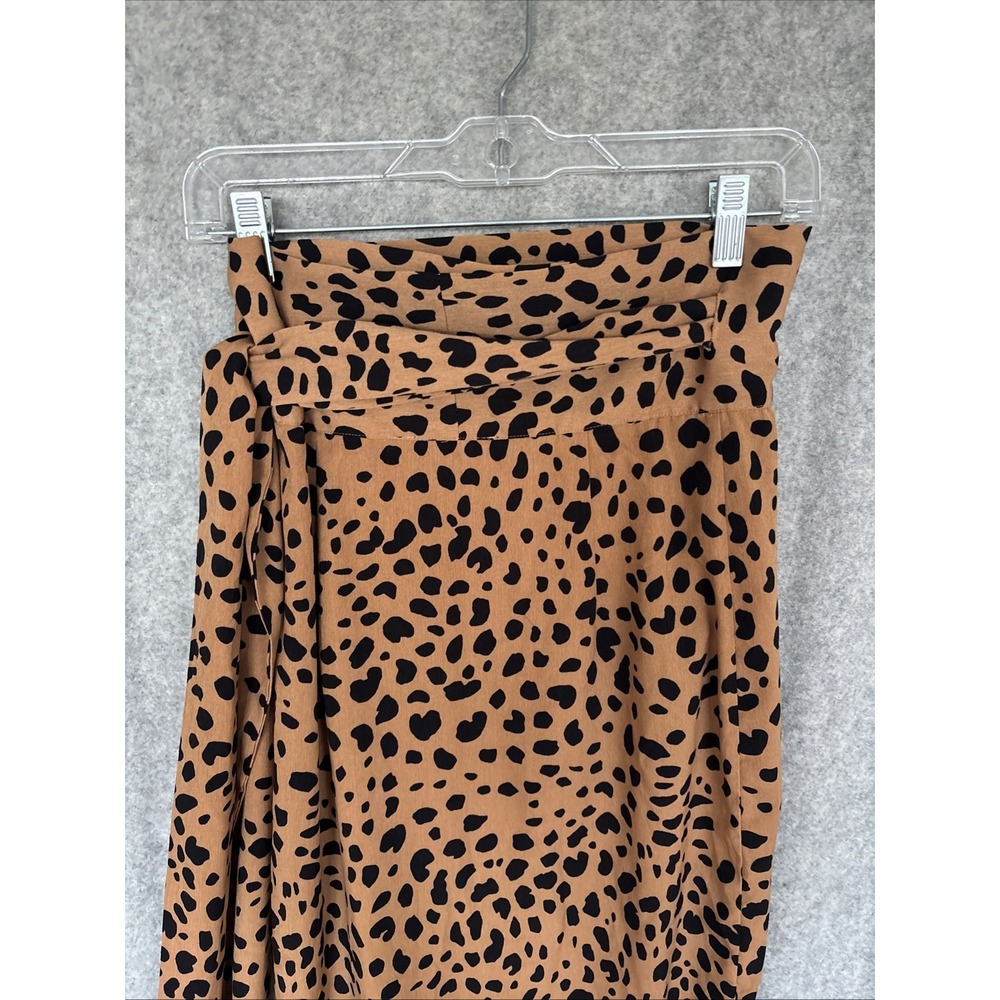 Lulu's Tan Cheetah Animal Print Wrap Midi Skirt Women's Small Tie Bow Waist - Picture 12 of 16